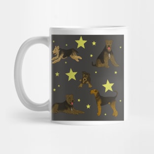 Airedale Terriers Pattern Stars Black Mug